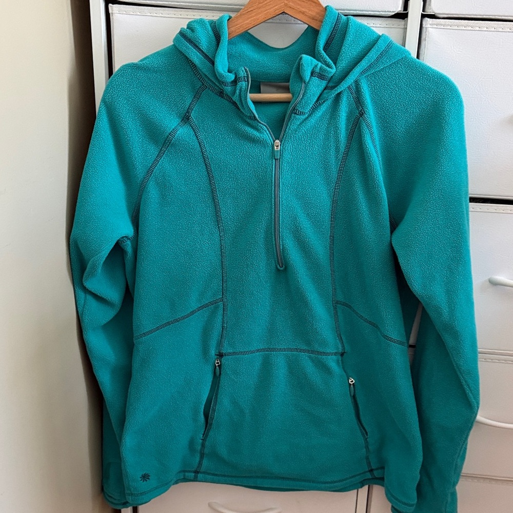 Athleta Teal Half-Zip fleece Hoodie